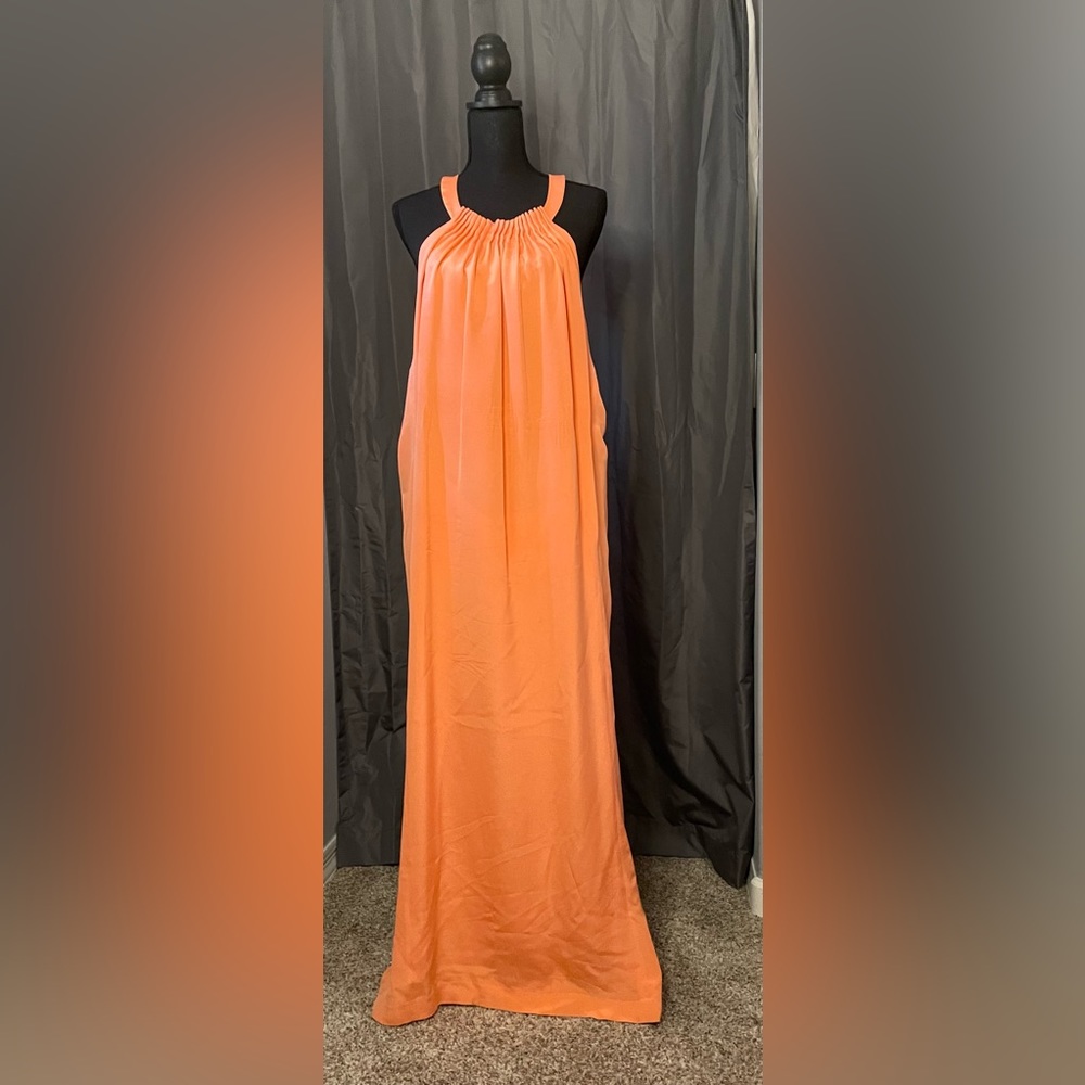Kobi Halperin Orange Draped Halter Dress, size XL